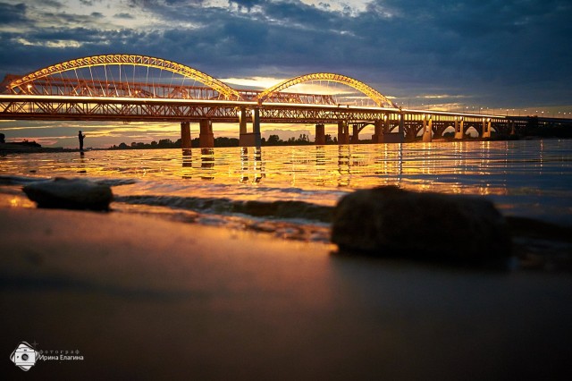 Новый борский мост на закате