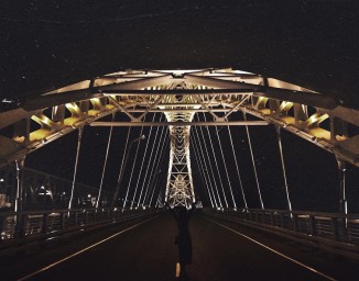Новый борский мост в ночи