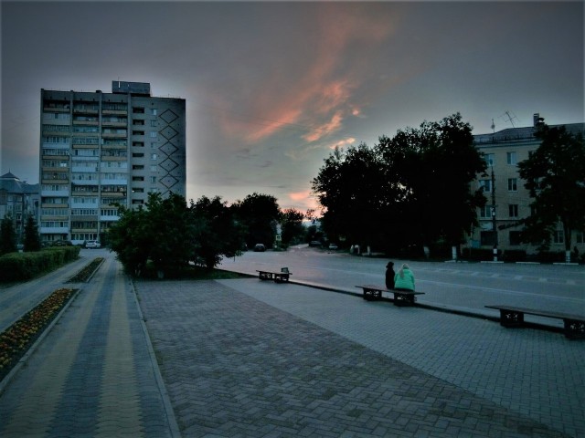 Закат в центре города Бор